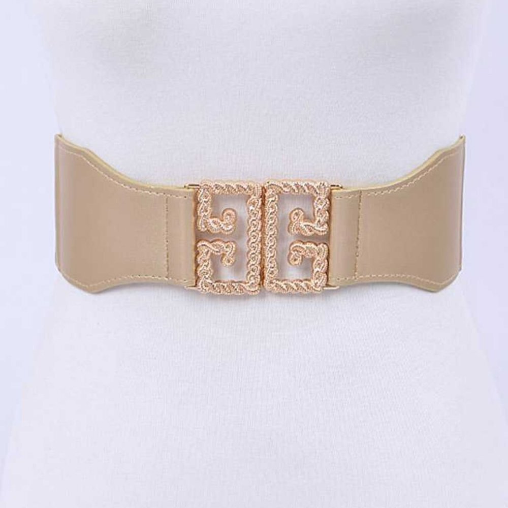 Plus Size Iconic Buckle Stretch Belt - Gold